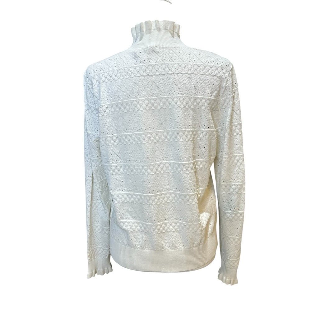 Veronica Beard Cream Textured Half-Zip Pullover - Picture 3 of 7